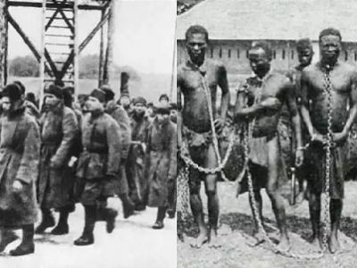 Каторжане ГУЛАГа и рабы в Конго, ХХ век. Фото: http://leopoldandcongo.wiki.elanco.net/, http://pobashkirii.ru/