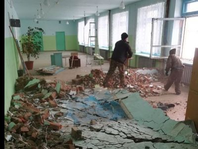 Обрушение школы в Новосибирской области. Фото: news.ngs.ru