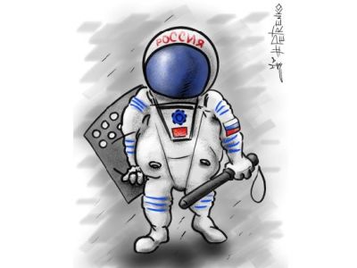 "Космические" достижения Росгвардии. Карикатура А.Петренко: petrenko.uk