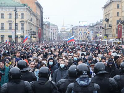 Протесты 23 января в Санкт-Петербурге. Фото: Sergei Mikhailichenko / SOPA Ima / Legion Media